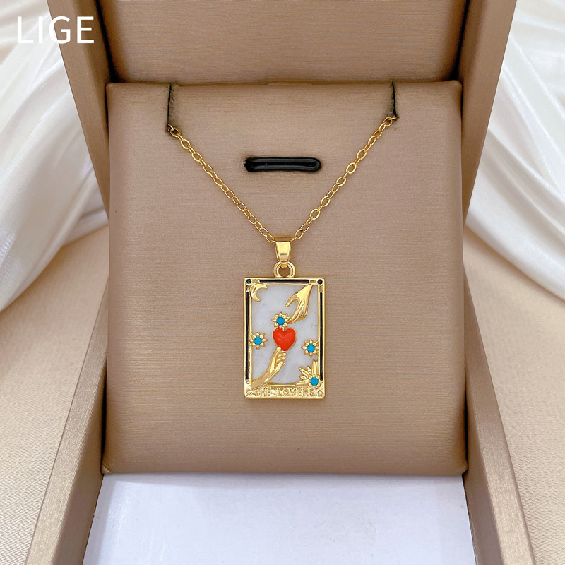 Tarot mano en mano, pintura al óleo de alto nivel, estilo antiguo, joyería de lujo ligera, cadena de acero de titanio image 1