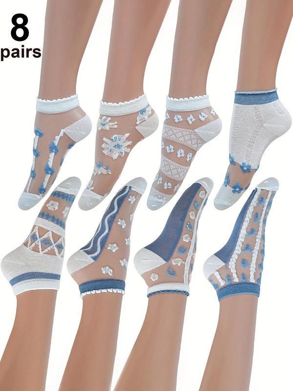 2025 New Cross-Border Dropshipping Women's Elegant Floral Lace Low-Cut Socks Casual