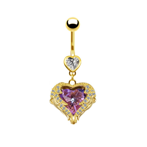 Gaibei European and American cross-border heart-shaped wings navel ring navel ornaments navel nails angel wings navel ornaments stainless steel piercing jewelry