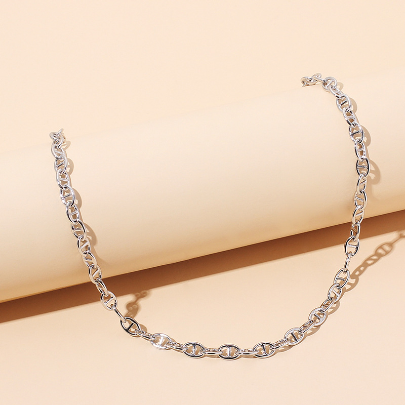 14g Weight Necklace Classification Wedding, Travel Occasion Lock Pattern Women'S Gender Gold, Silver Color Simple Hip Hop Stacking Necklace 1