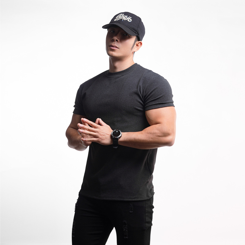 Autumn and winter new men's sports leisure running gym warm thick double-sided velvet solid color short sleeve T-shirt Autumn and winter new men's sports leisure running gym warm thick double-sided velvet solid color short sleeve T-shirt