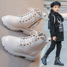 女童皮短靴秋冬季2023新款韩版英伦风儿童马丁靴中大童女孩二棉靴