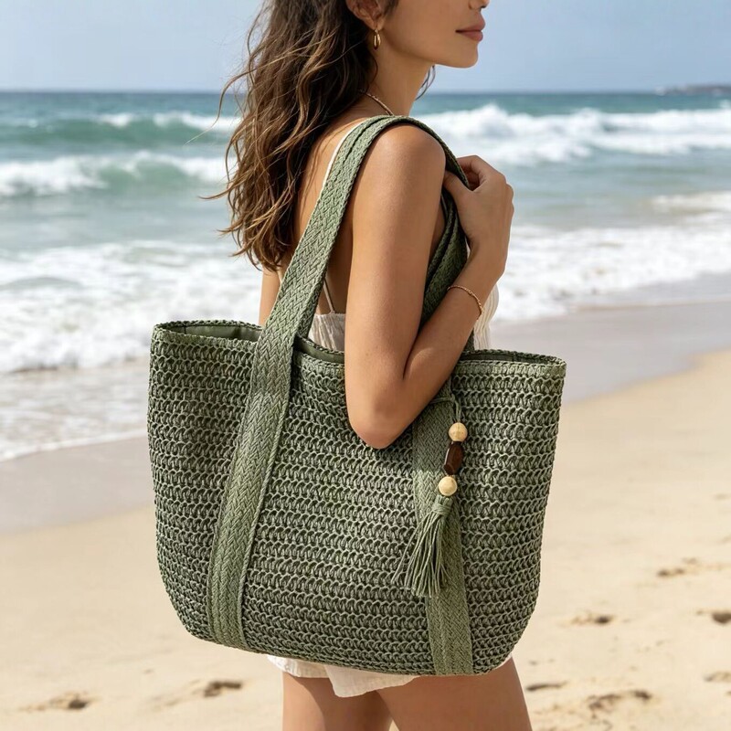 2026 New Style Straw Tote Bag for Women, Summer Large-Capacity Beach Bag, Woven Shoulder Bag, Vacation Style, Versatile and Fashionable 2026 New Style Straw Tote Bag for Women, Summer Large-Capacity Beach Bag, Woven Shoulder Bag, Vacation Style, Versatile and Fashionable