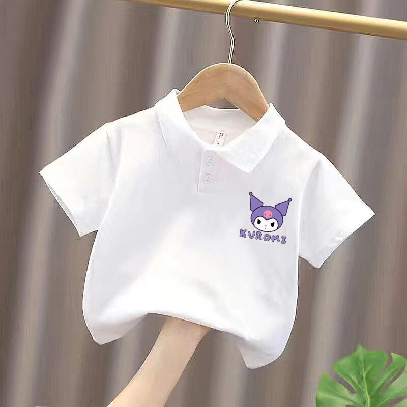 Children's Cotton Short-sleeved Polo Shirt Top Girl's Baby's Summer Wear White Half-sleeved T-shirt Girl's Styish T-shirt Trendy