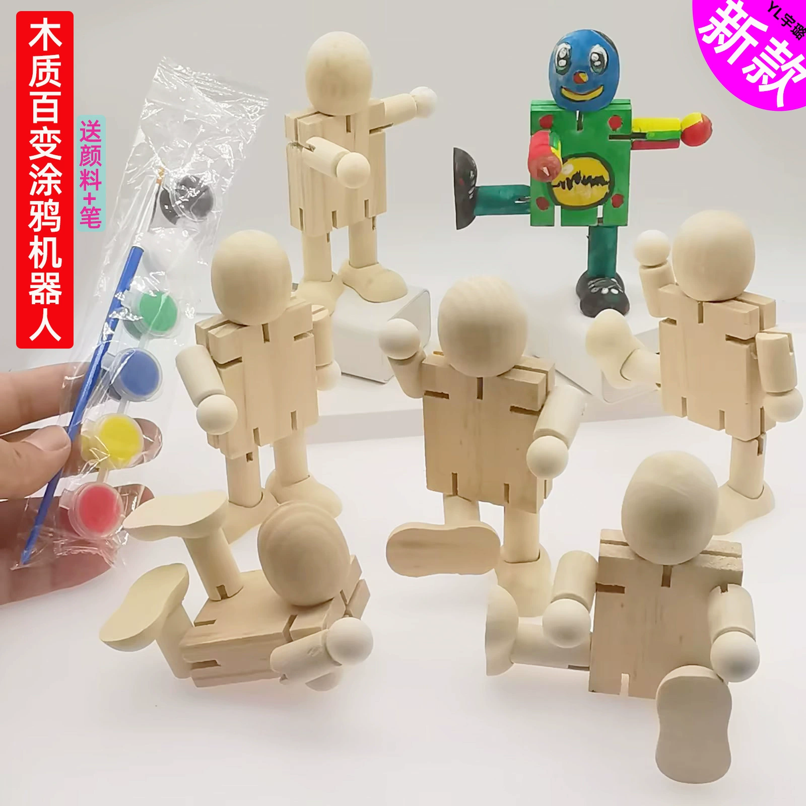 Деревянная игрушка, волчок, робот, кукла для младенца, оптом, 3–12 лет