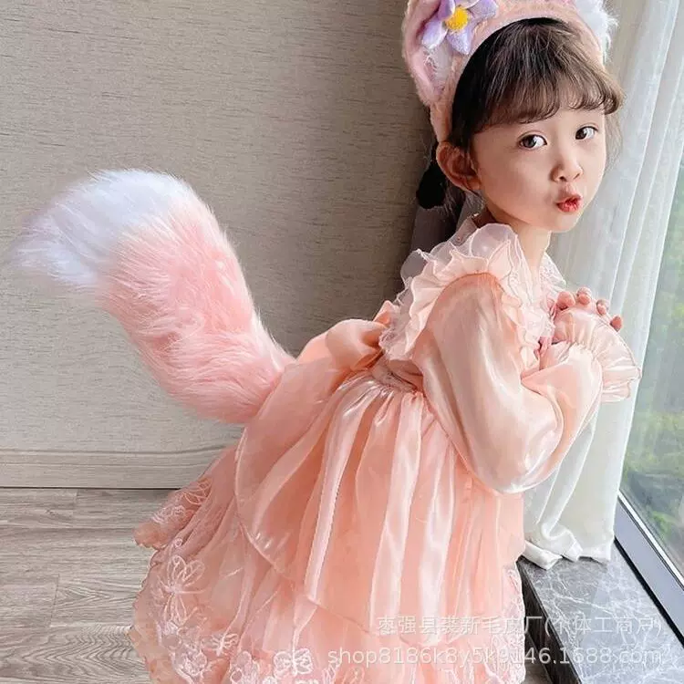 工厂直发毛绒兽尾狐狸毛绒尾巴林娜贝儿尾巴cosplay狐尾表演道具