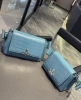 Blue small underarm bag, crocodile print