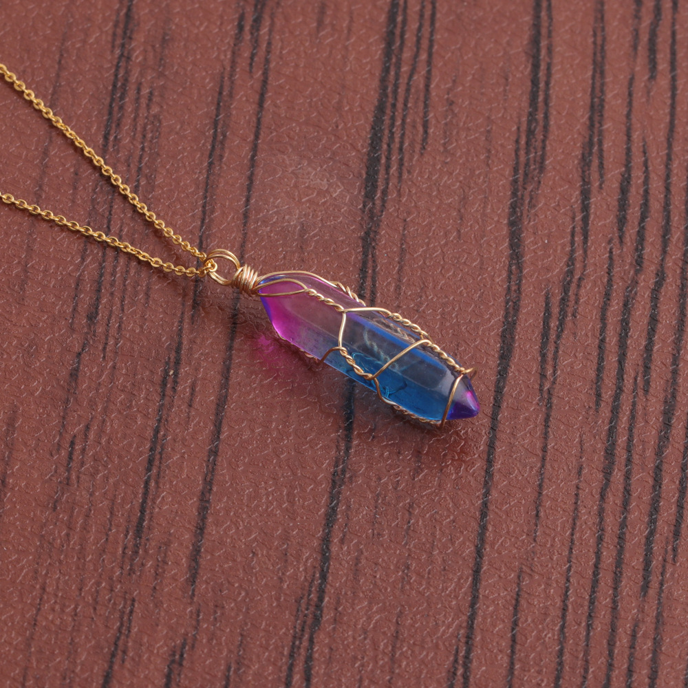 wholesale jewelry blue crystal pendants copper necklace Nihaojewelry