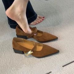巨好看的法式复古尖头浅口玛丽珍女鞋2025新款一字带气质中跟单鞋