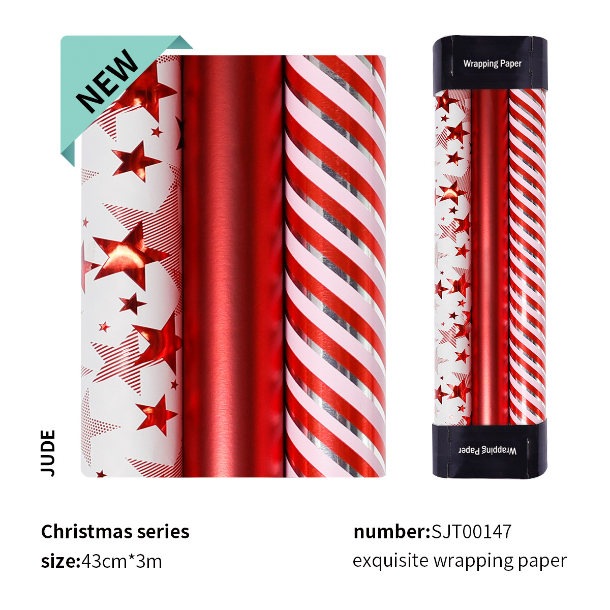 Transfronterizos para estrellas rojas estampadas de oro papel de embalaje de regalos de Navidad de lujo ligero papel de regalo de alto nivel DIY al por mayor