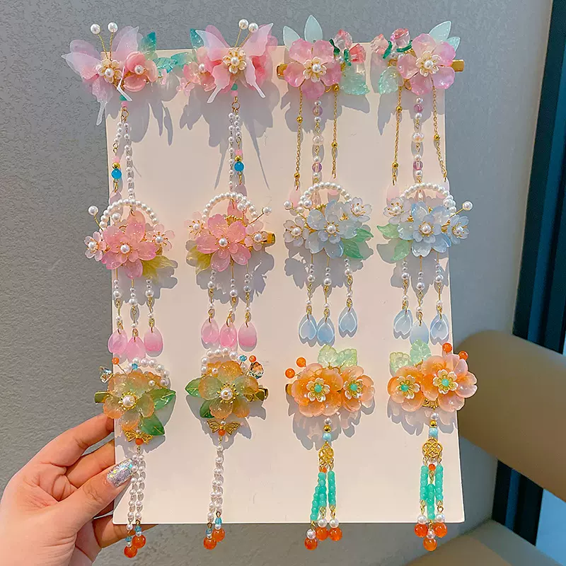 女童汉服头饰儿童古装公主流苏发夹中国风小女孩古风步摇发卡头饰