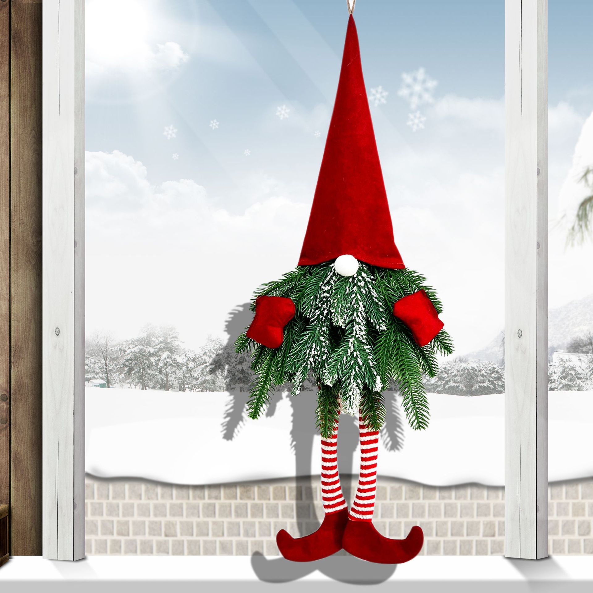 Decoración de Navidad transfronteriza brillante sin cara guirlandas de Navidad de piernas largas colgantes de genio ventana decoración colgantes de puertas