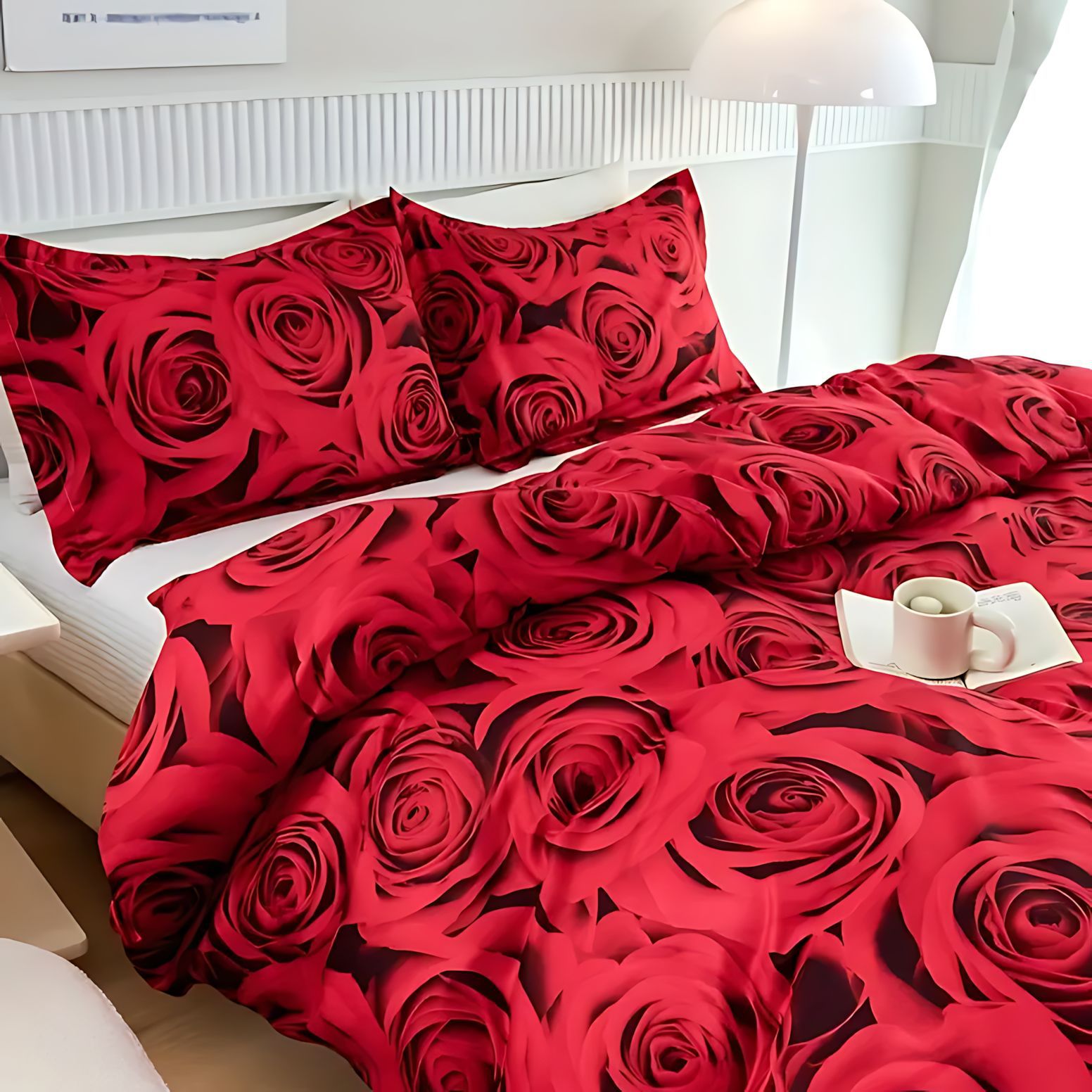 TEMU / JIT romántico rosa impresión digital 3D suave y cómodo conjunto de edredón fuente fabricante suministro directo transfronterizo