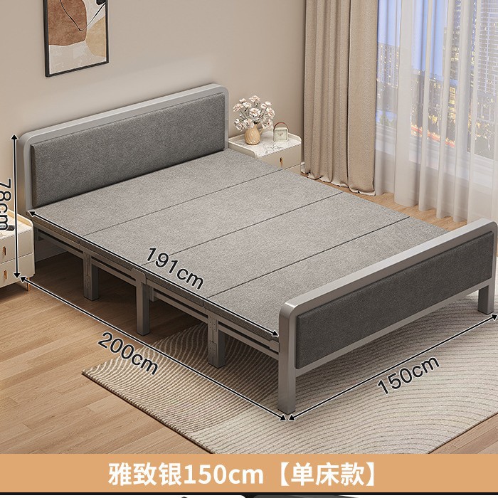 Cama individual plegable para adultos domésticos 1m2 cama simple para alquiler dormitorio reforzado cama de hierro de placa dura cama doble