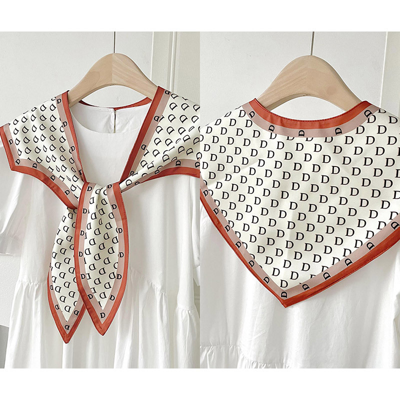 Chessboard Chal exterior de protección solar a cuadros de primavera y verano para mujer delgada Protección decorativa del cuello bufanda pequeña chaleco collar falso bufanda pequeña