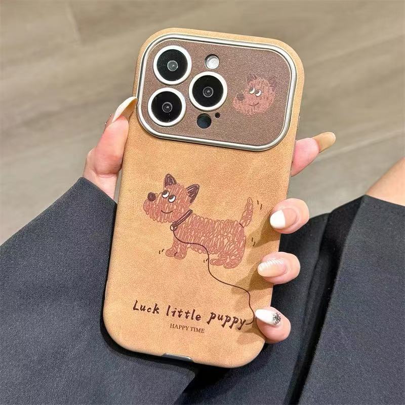 Perro de graffiti de fondo marrón oscuro-rj2