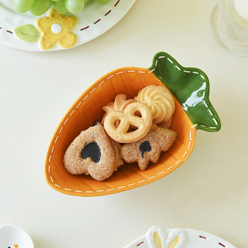 Lindo tazón de zanahoria vajilla creativa los niños alivio ligero forma desayuno occidental postre plato sopa