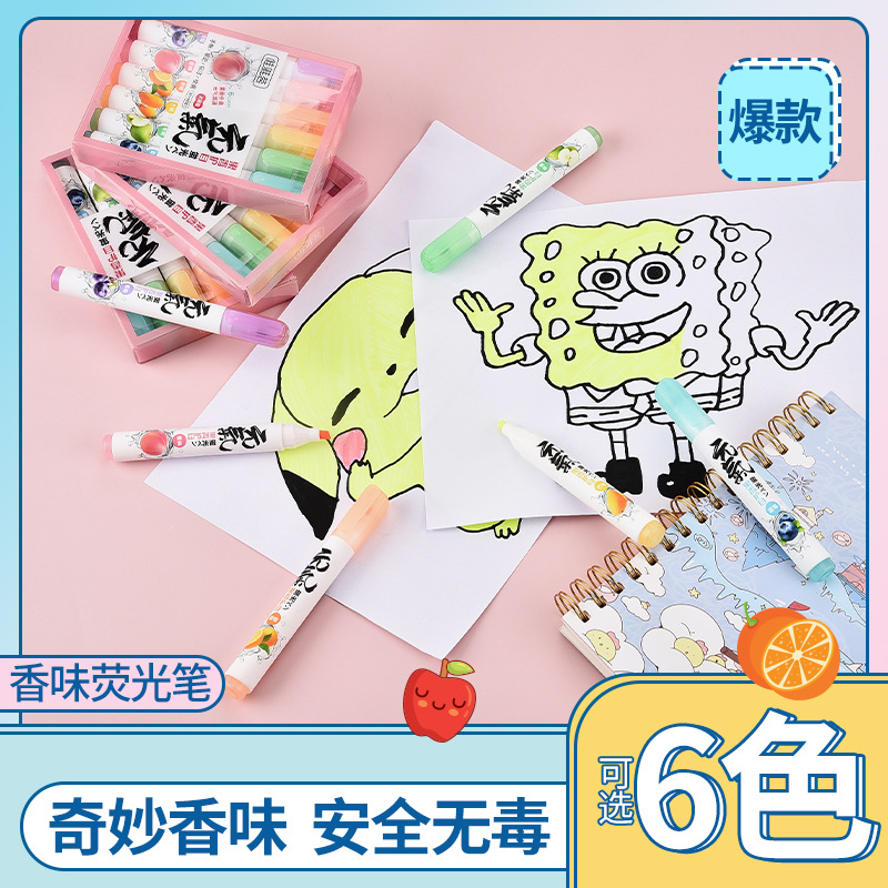 Resaltador afrutado, bolígrafo grueso, bolígrafo de marcado clave para estudiantes, bolígrafo de color de gran capacidad, bolígrafo de cuenta manual de pintura