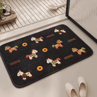 Avtomobil döşəmə paspasları – Linen Cartoon Print Rug - eight-horses-galloping-40cm60cm