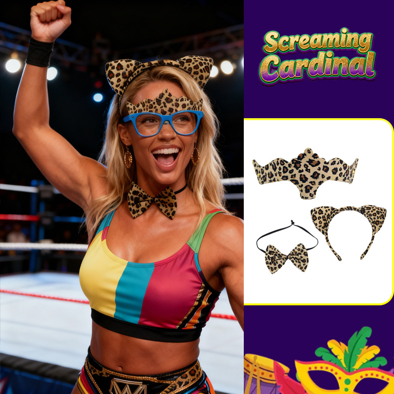 Ventas transfronterizas calientes gafas de leopardo media cara máscara de baile de leopardo gato orejas de cabello bandas de ojos decoración props de fiesta TK