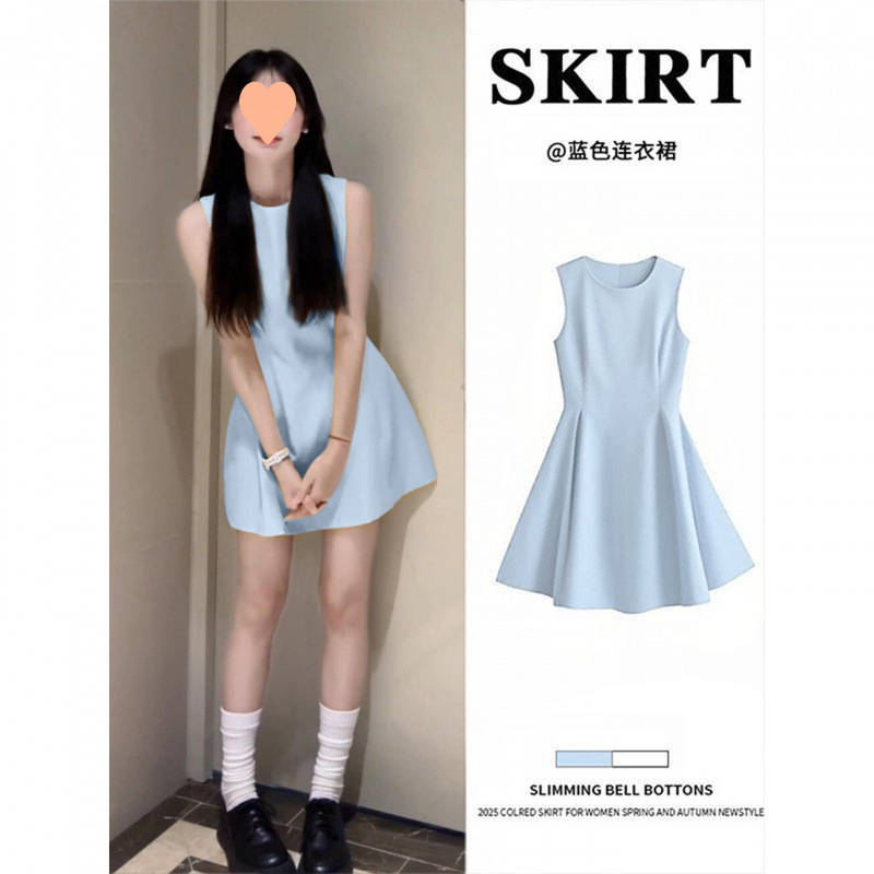 连衣裙女小个子超好看夏季2025新款无袖气质收腰清纯风绝美高级感|undefined