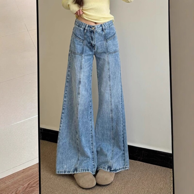 Micro-Flared Jeans for Women, Summer 2026 New Style, American Retro Bell-Bottom Pants, Stylish and Comfortable High-Waisted Floor-Length Pants