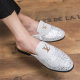 Cross-border Summer New Men's Bright Diamond Baotou Slippers Korean Style Personalized All-match Rhinestone Lazy Men's Heel-less Leather Shoes