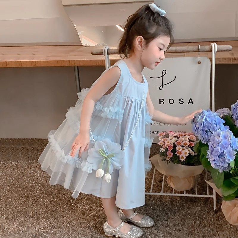 Girls Dress 2025 Summer New Style Little Girl Princess Dress Summer Dress Children's Dress Baby Vest Dress