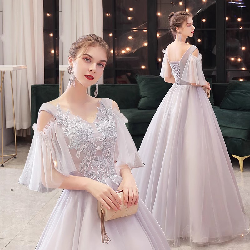 Performance Evening Dress Dress Art Test Pruffled Dress Long Solo Dress Bells Host Evening Dress dress