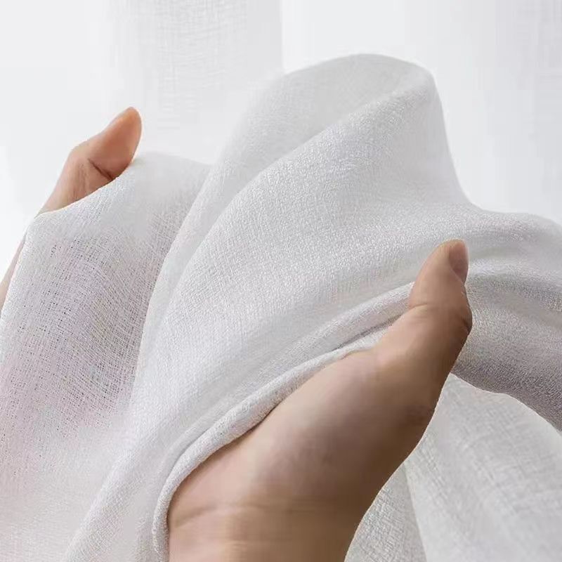 [Extra thick linen yarn] transparent opaque thickened white gauze curtain living room balcony partition window screen curtain fabric