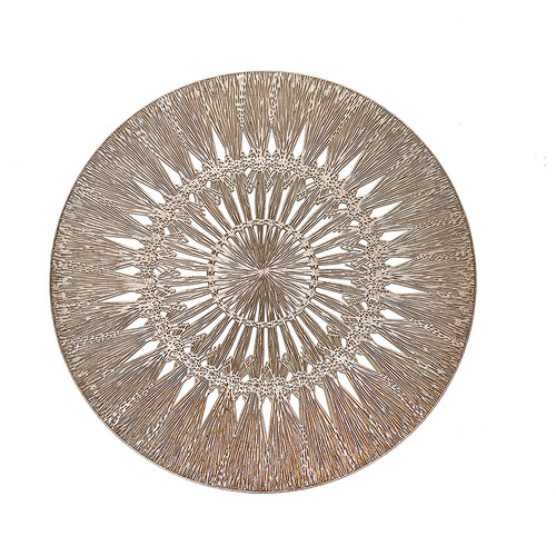 Circular Embroidered PVC Home Use Anti-Slip Anti-Scald Plate Mat Insulating Bowl Mat Tableware Mat Dining Table Decor Western Dinner Mat