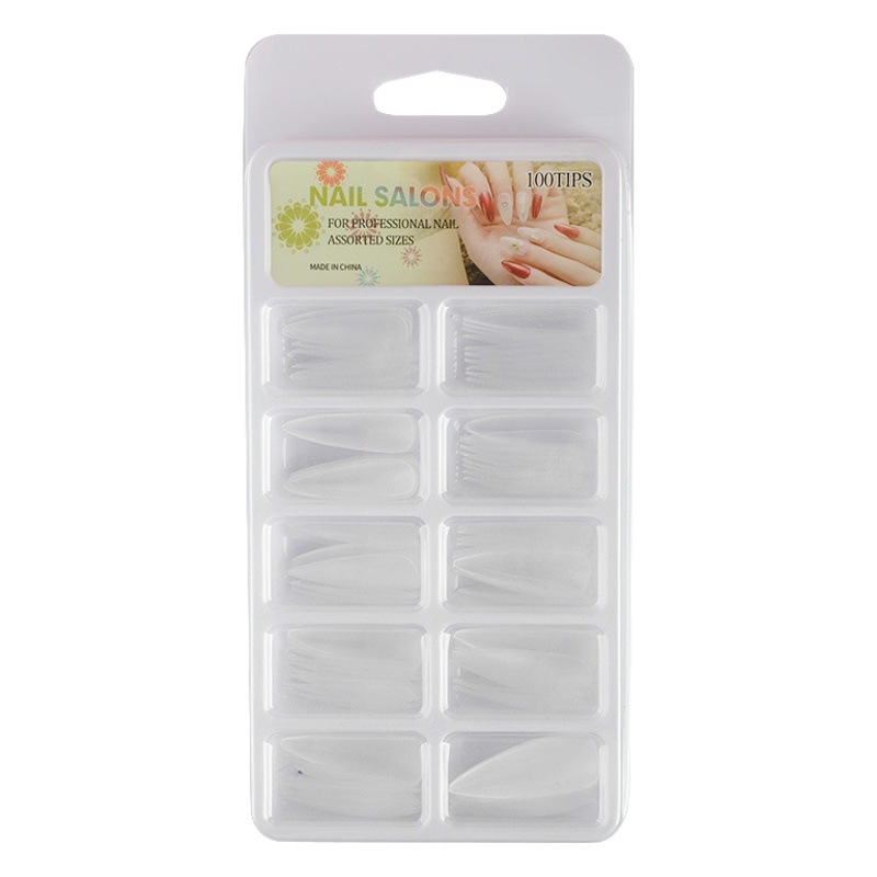 Nail art thin frosted non-engraved grinding 100 boxed seamless almond water drop nail extension full and half dual-purpose nail sticking