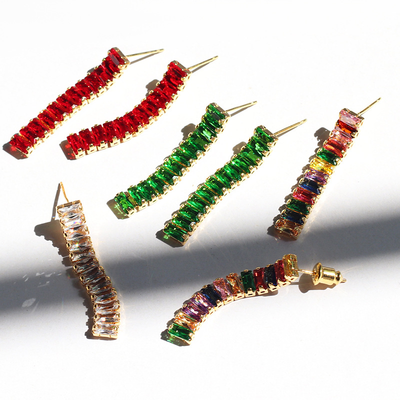 Fashion Square Copper Bracelets Earrings Necklace Inlay Zircon Copper Necklaces