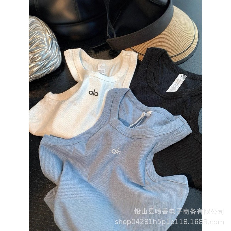 In-Stock Alo Yoga Sports Women's Tank Top Fitness Top Skin-Friendly Breathable Yoga Crop Top Camisole