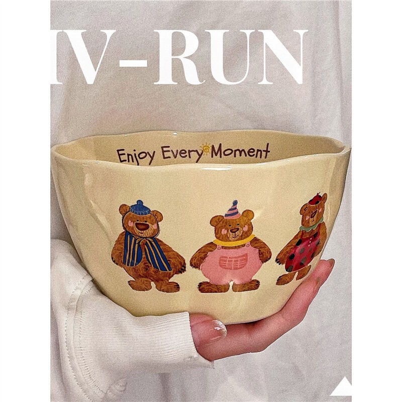 Cute Modern Three-Bear Ceramic Tableware Rice Bowl Bowl Plate Set Microwave Oven Home Cute Modern Three-Bear Ceramic Tableware Rice Bowl Bowl Plate Set Microwave Oven Home