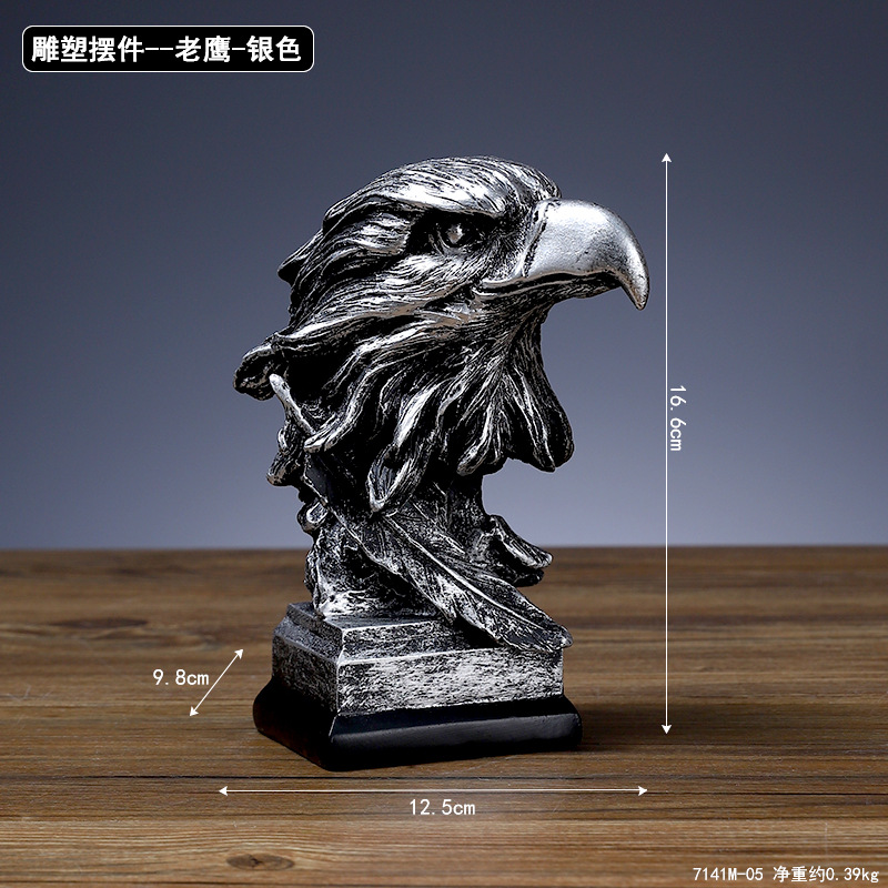 Animal Head Resin Ornaments Nordic Lion Eagle Crafts Office Decoration Living Room Entrance Sculpture Decoration