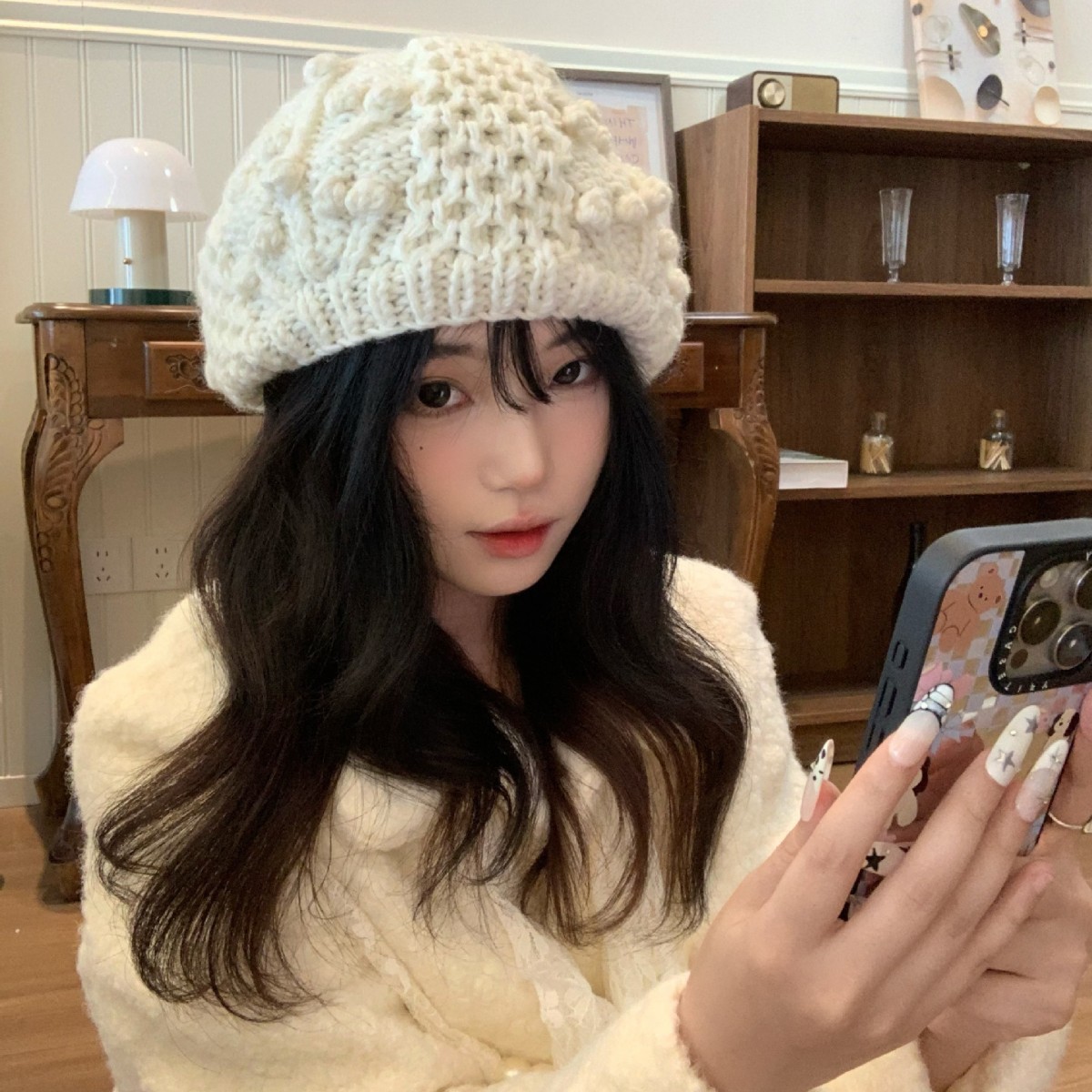 Women's Winter Wool Crochet Beret Handmade Knitted Painter Hat_voghion.com