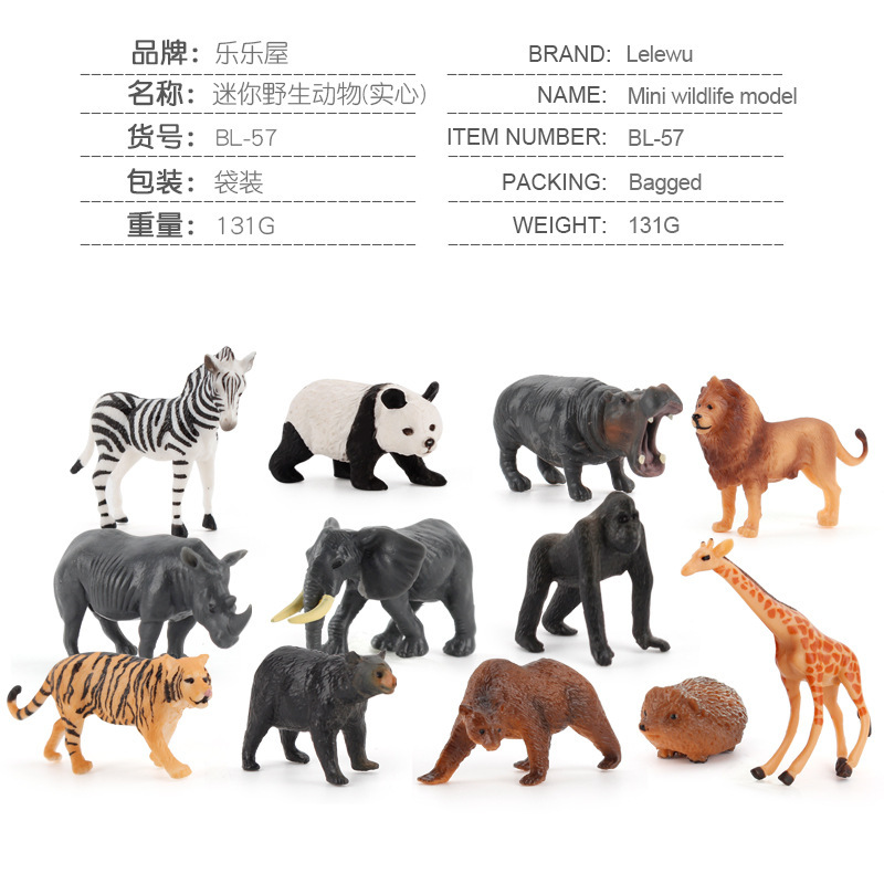 Mini simulación de animales del bosque girafa tigre león granja animales gallo vaca perro juguetes