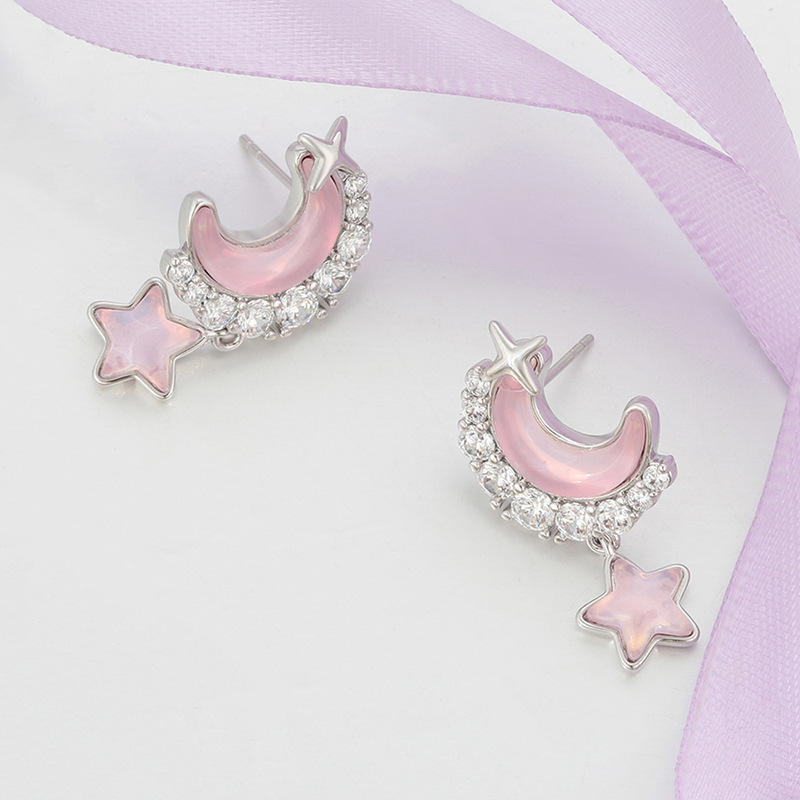 Xuping Mocha Stone Star Moon Earplugs simple inwind temperamento suave pendientes de moda pendientes de bordilla al por mayor