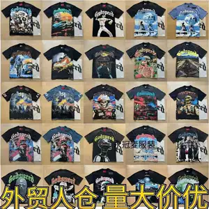 เสื้อยืดแขนสั้นผ้าฝ้ายแท้ ทรงหลวม สไตล์ฮิปฮอป แนวสตรีท ทันสมัย พร้อมลายหัวกะโหลกเรโทร แบรนด์ Godspeed แฟชั่นอเมริกัน สำหรับการค้าข้ามพรมแดน