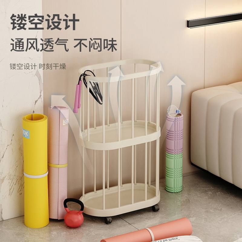 移动脏衣篓双层置物架家用健身器材收纳篮入户门雨伞收纳架收纳筐|undefined