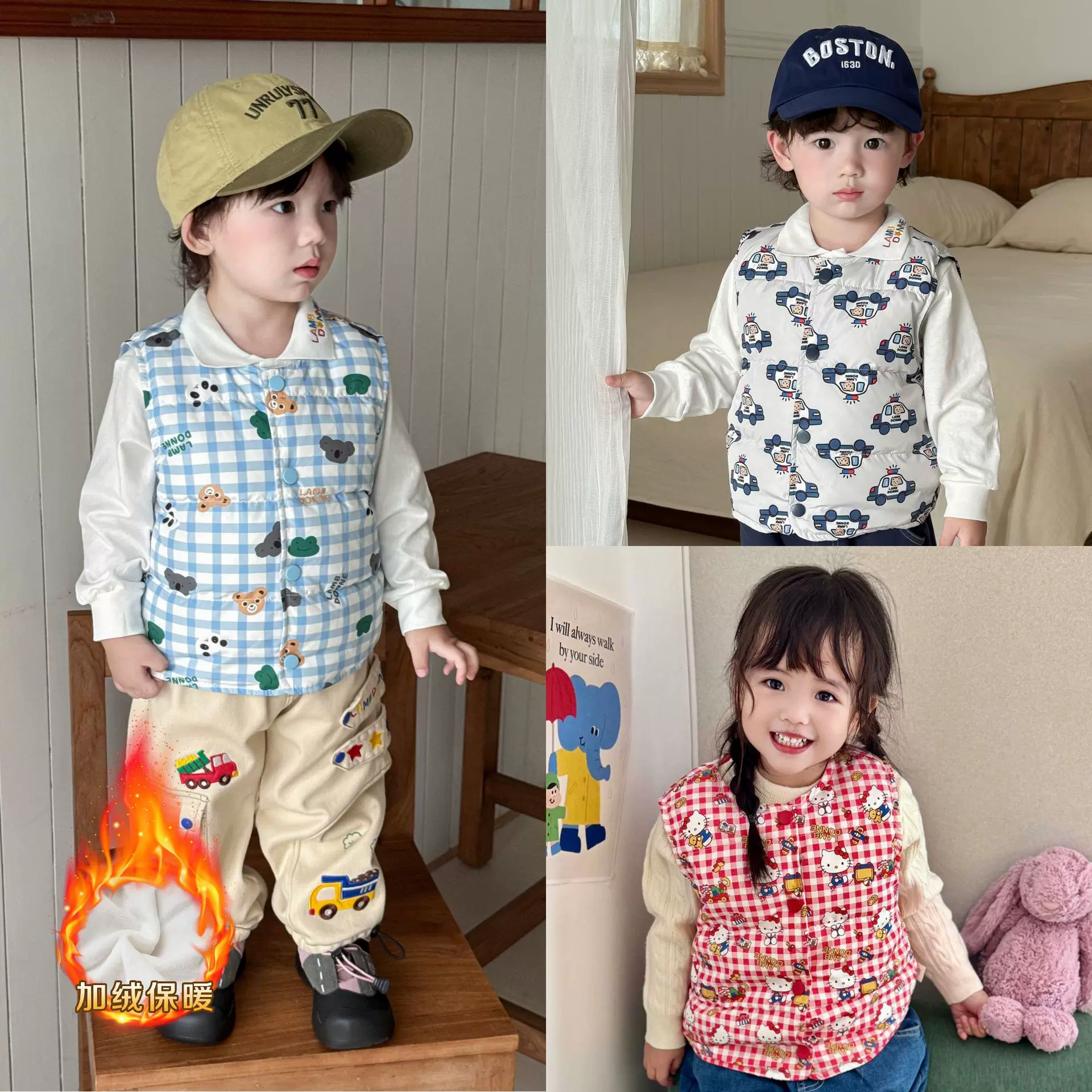 宝宝马甲25年秋冬儿童加绒双面马甲女童马甲加厚保暖外穿儿童背心