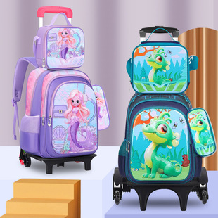 New Three-piece Trolley Schoolbag Student Large Capacity Portable Water-repellent Backpack