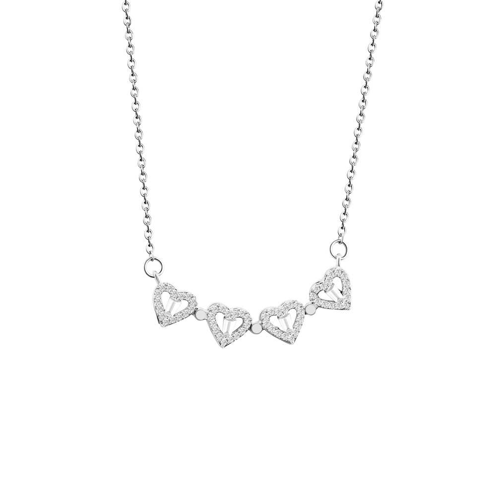 Stainless Steel, Copper Material Four Leaf Clover Pattern Women's Gender Plating, Inlay Design Stainless Steel Copper Simple Style Four Leaf Clover Plating Inlay Zircon Pendant Necklace