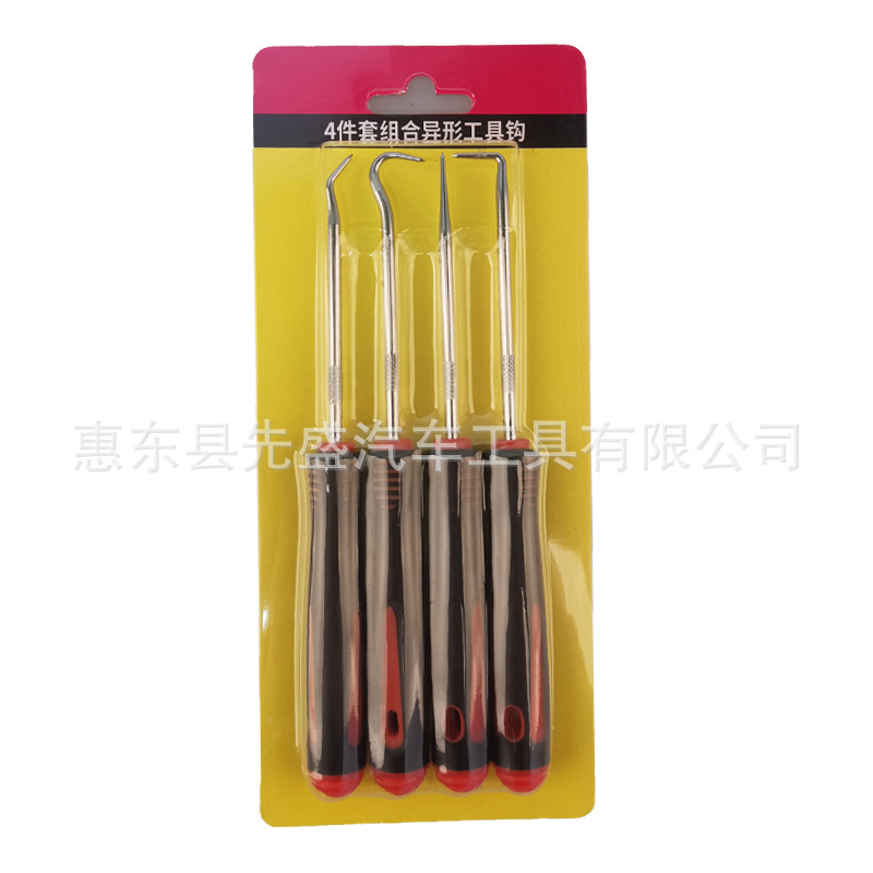 짧은 4피스 후크 세트(빨간색 및 검정색)(블리스터 카드)