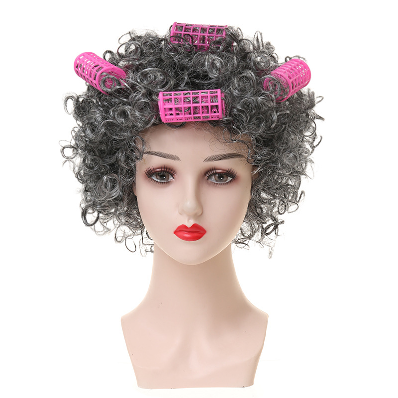 Amazon escuela 100 días gris abuelo peluca abuela peluca carta dama estilo vieja dama peluca