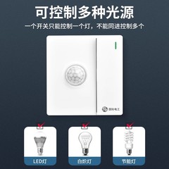 86-type single-pole dual-control with human body sensing switch, featuring light control, infrared sensing, and smart delay panel