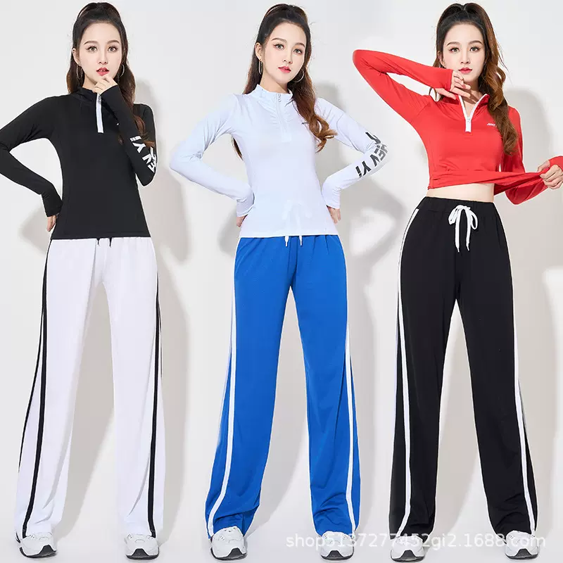 广场舞服装新款套装半拉链速干舞蹈服团体运动休闲女装健身操长袖