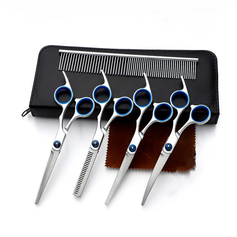 Tijeras para mascotas, tijeras de corte de pelo para perros, tijeras de dientes delgadas profesionales, tijeras de corte de pelo, tijeras de pelaje, juego de herramientas de limpieza