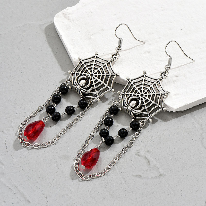 1 Pair Fashion Spider Web Artificial Gemstones Alloy Plating Women's Drop Earrings display picture 4